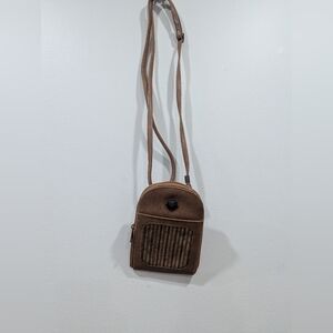4 West 33 Brown Suede Small Crossbody Bag